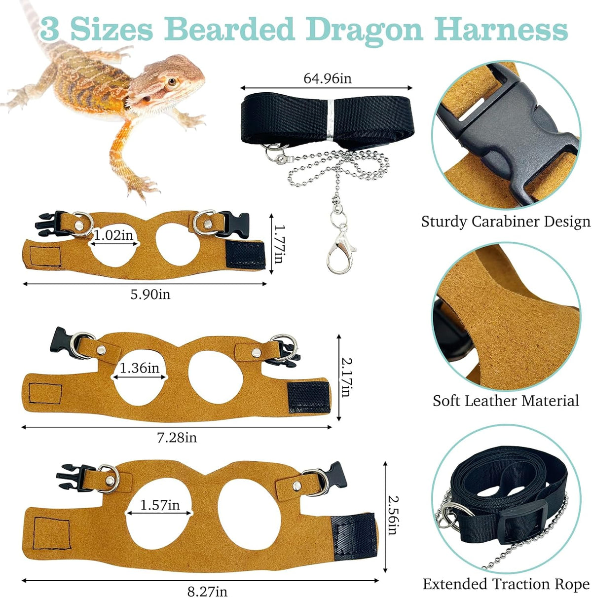 PINVNBY Bearded Dragon Carrier Backpack with Harness and Leash Set Large Reptile Travel Carrier Portable Lizard Backpack Clear Bubble Window Small Animal Carrying Bag for Gecko Kitten Rabbit (Gray)