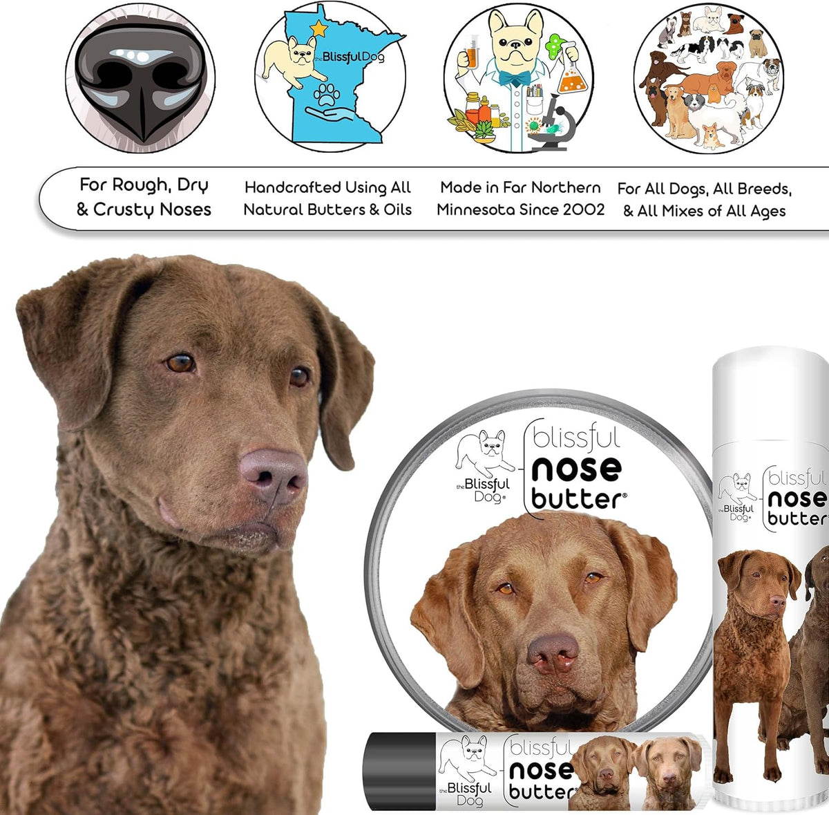 The Blissful Dog Chesapeake Bay Retriever Unscented Nose Butter, 1-Ounce