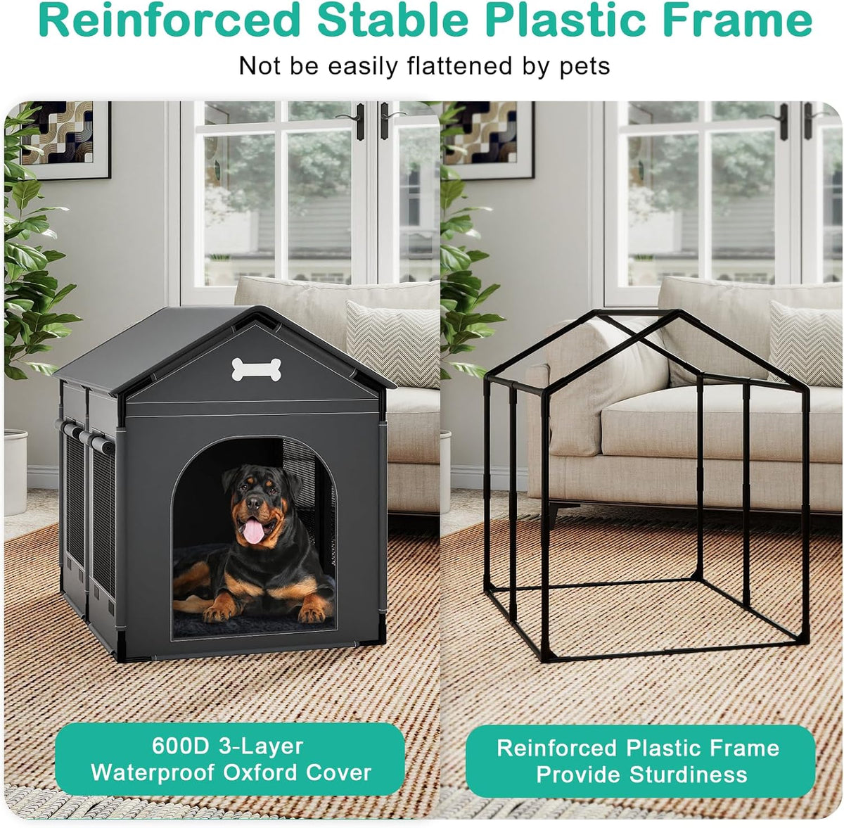 XL Indoor Dog House Dog Kennel Bed Mat with Cushion for Small Medium Large Dogs Cats, Winter Warm Cat Nest Puppy Cave Sofa Pet Products Easy Assembly, 33.9 * 26.8 Inches