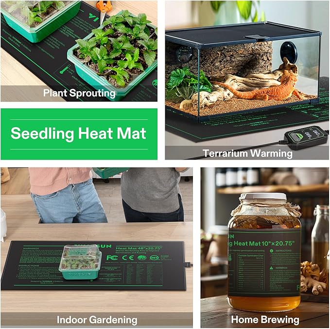 VIVOSUN 48"x20.75" Seedling Heat Mat with Built-in Temperature Controller, UL & MET-Certified Waterproof Plant Heating Pad for Germination, Hydroponics, Brewing, Breeding, and Greenhouses