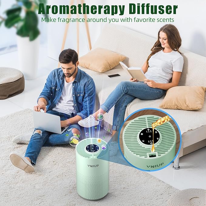 𝐍𝐞𝐰𝐞𝐬𝐭 Air Purifiers for Home Bedroom up to 800 ft², VNIUP H14 HEPA Room Air Purifiers for Bedroom with Fragrance Function, with Sleep Mode Air Cleaner for Pet Dander Odor Dust Smoke, ZQA-4000C