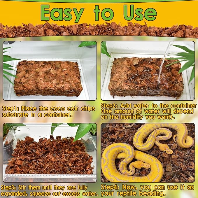 Halatool 6Pack Compressed Coconut Chips Brick Natural Coconut Husk for Reptiles Bedding Coco Coir Chips Terrarium Substrate for Ball Python Frog Snake Gecko Hermit Crab Tortoise