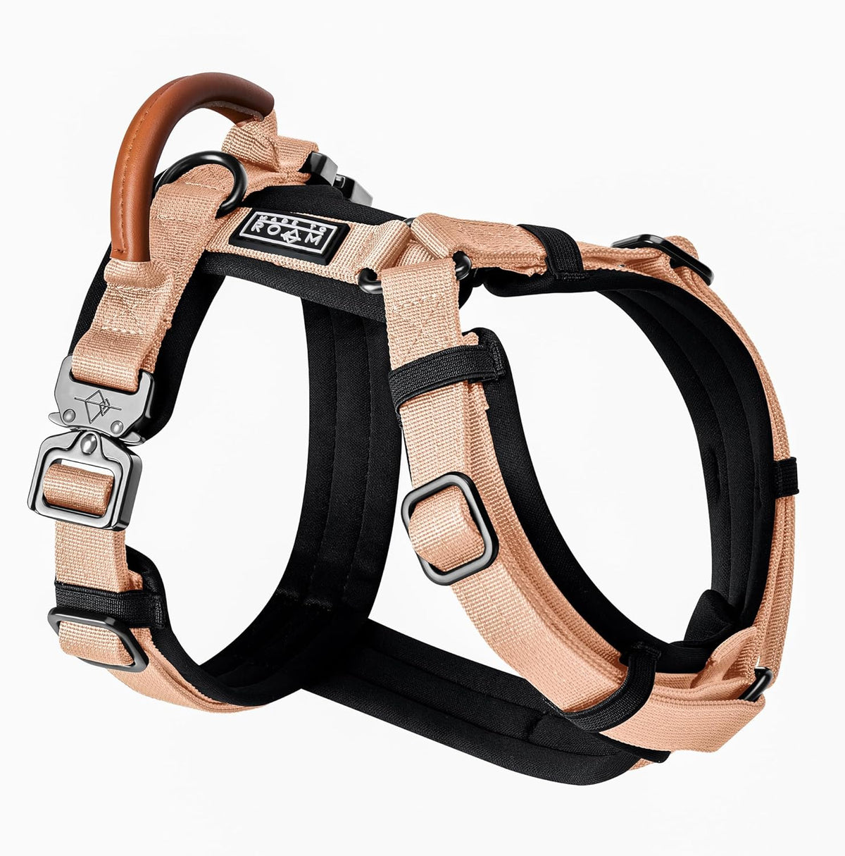 MADE TO ROAM Premium Explorer Harness - Y-Shaped Dog Harness with Adjustable Durable Nylon, Soft Padding, Metal Buckles and Leather Handle for Small, Medium, Large Dogs (Carolina Blooms, Size 1)