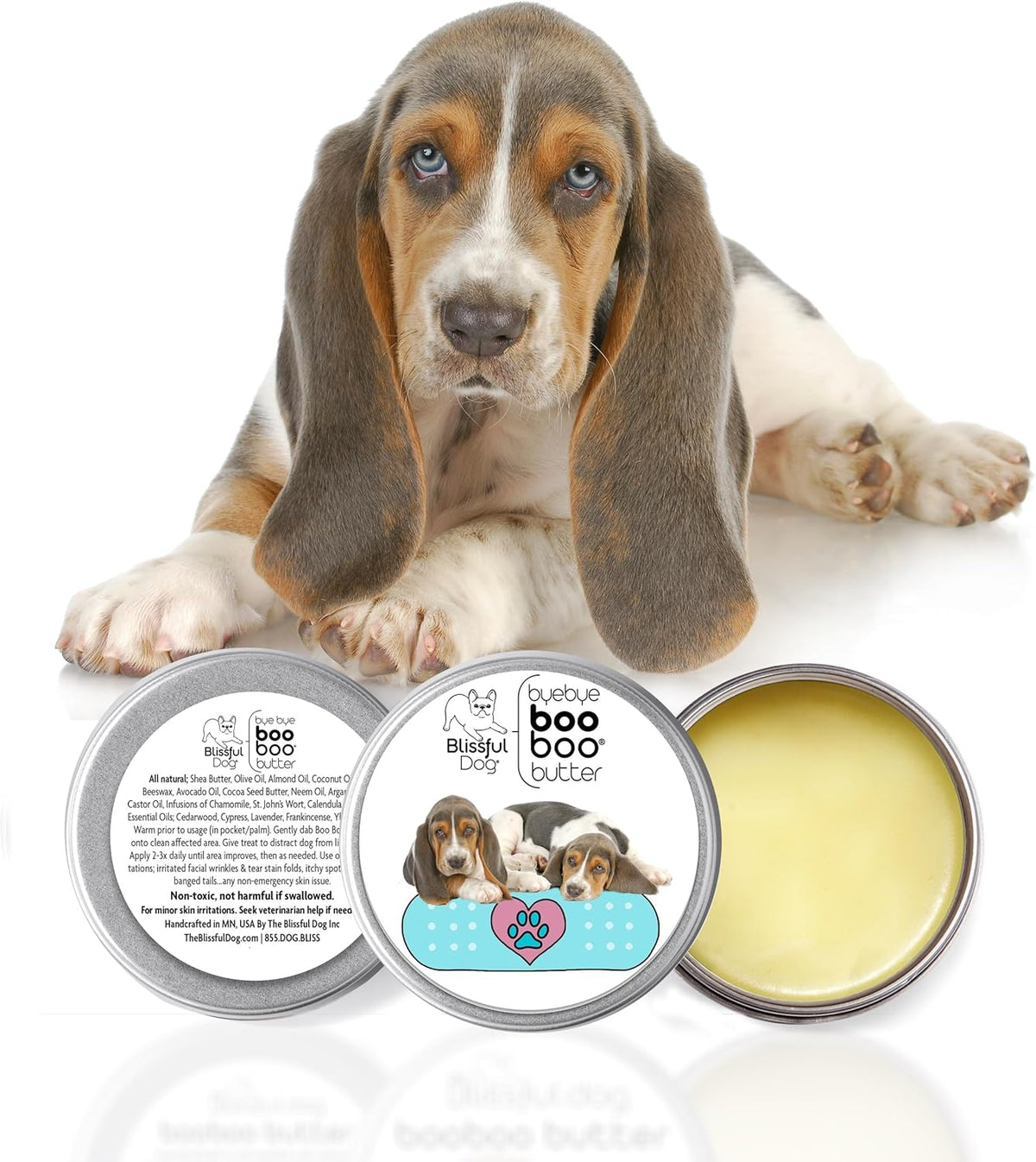 The Blissful Dog 8 oz TIN Basset Hound Booboo Butter