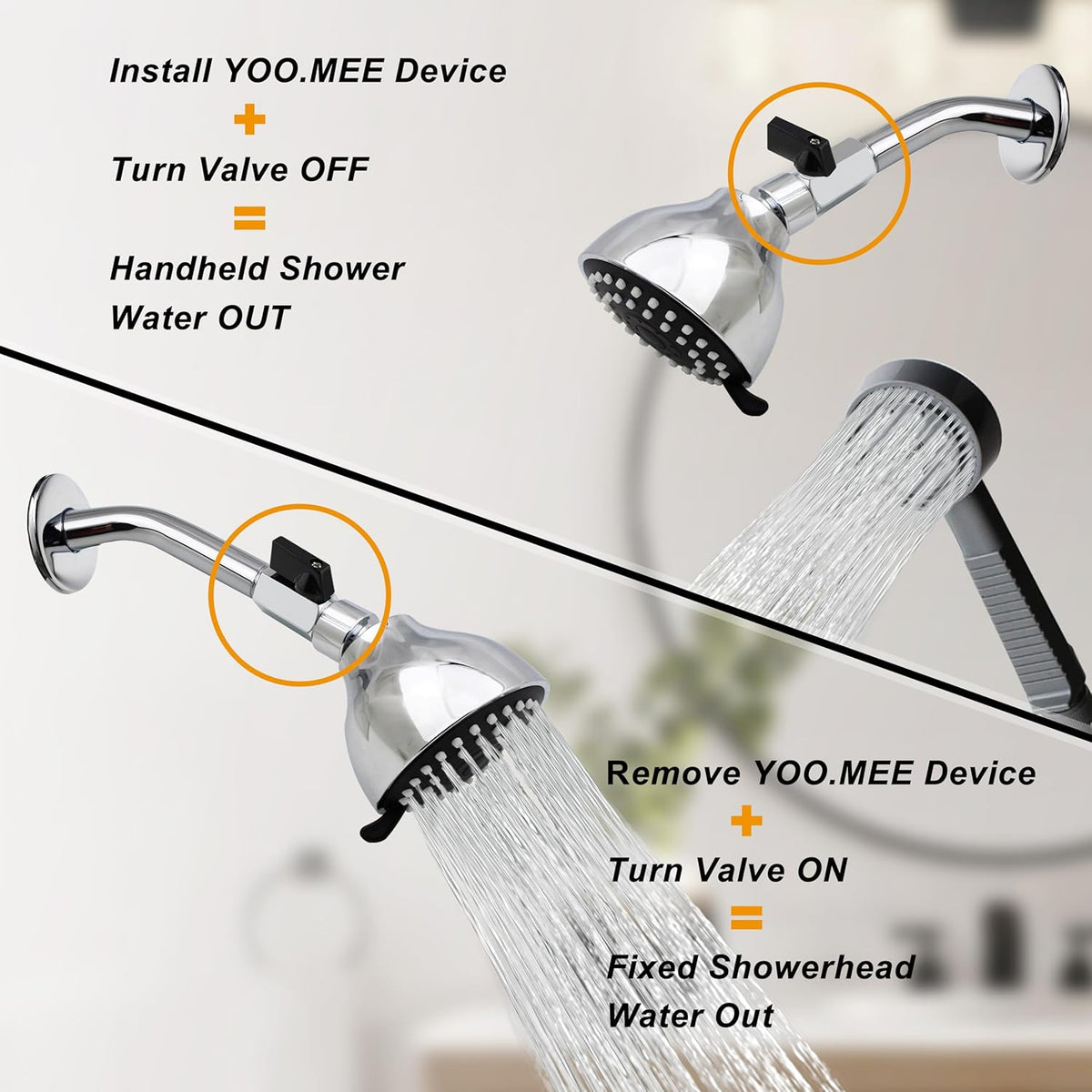 Pets Shower Attachment, Quick Connect on Tub Spout w/Front Diverter, Ideal for Washing Pets and Cleaning Tub, Portable and Convenience