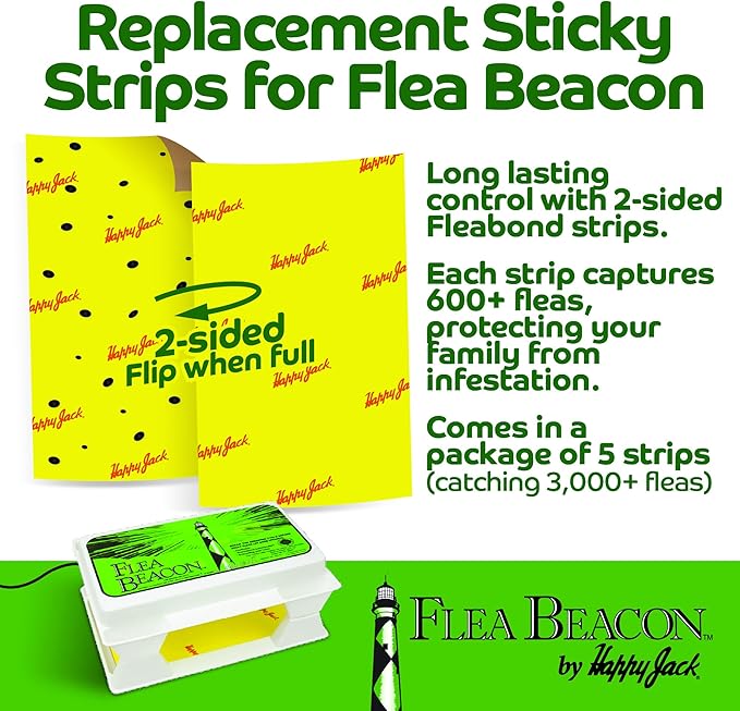 Happy Jack Gardstrips Replacement Glue Pads for Flea Traps, Attracts & Traps Indoor Fleas, Breaks Breeding Cycle, Safe, Fast, Clean, Easy Way to Kill Pests, USA 5 pk