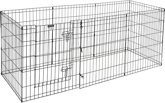 Dog Playpen - Foldable Metal Exercise Puppy Play Pen with 8 24x30in Panels - Indoor/Outdoor Pen with Door for Dogs, Cats or Small Animals by PETMAKER