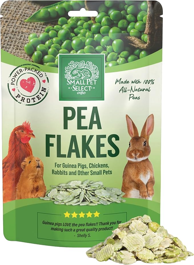 Small Pet Select - Pea Flakes, Treats for Rabbit Bunny, Guinea Pig, Chickens, Bunny, Hamster, and Other Small Pets, 8 oz