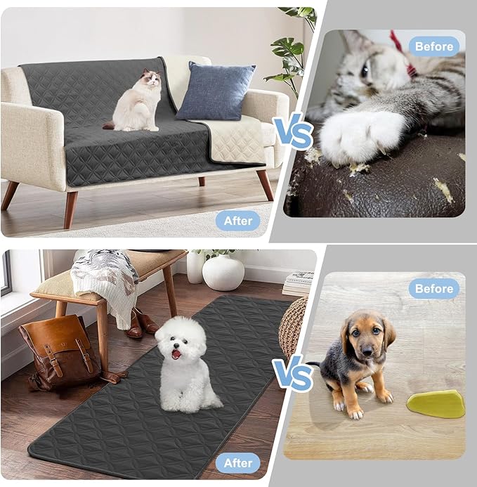 SPXTEX 100% Waterproof Dog Bed Cover, Reusable Pet Furniture Cover, Non-Slip Dog Blanket Incontinence Mattress, for Kids Children Dog Cats Cover Sofa Couch(82x102 Inches, Dark Gray)