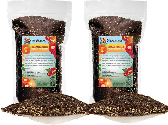 Gardenera Premium Balsam Camellia Potting Soil Mix - Perfect Balance of Nutrients, Drainage, and Aeration for Thriving Blooms - 10 Quart