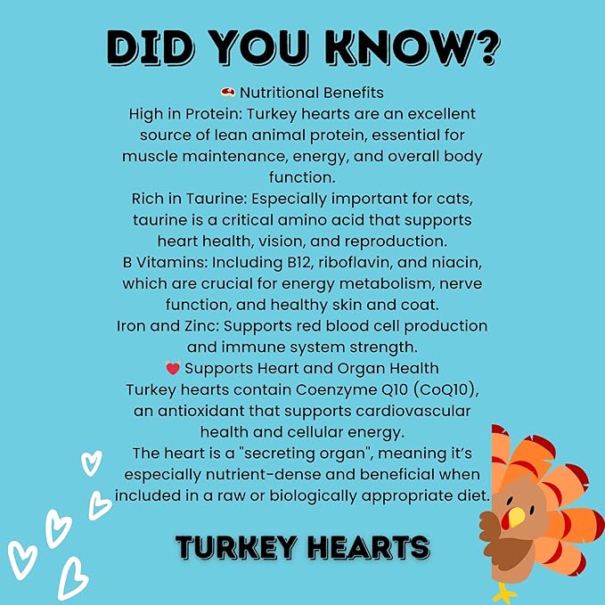 hotspot pets Freeze Dried Turkey Hearts Treats for Cats & Dogs -Made in USA, 1lb Big Bag, Single Ingredient All Natural Grain-Free Turkey Heart - Great for Training, As a Topper or Snack