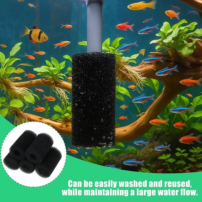 Sponge Filters for Aquarium, Fish Tank Filter Sponges, Sponge Filter Foam Rolls for Shrimp Fry, 0.6” Intake Pre-Filter Foam, 15PCS Replacement for Fish Tank Accessories