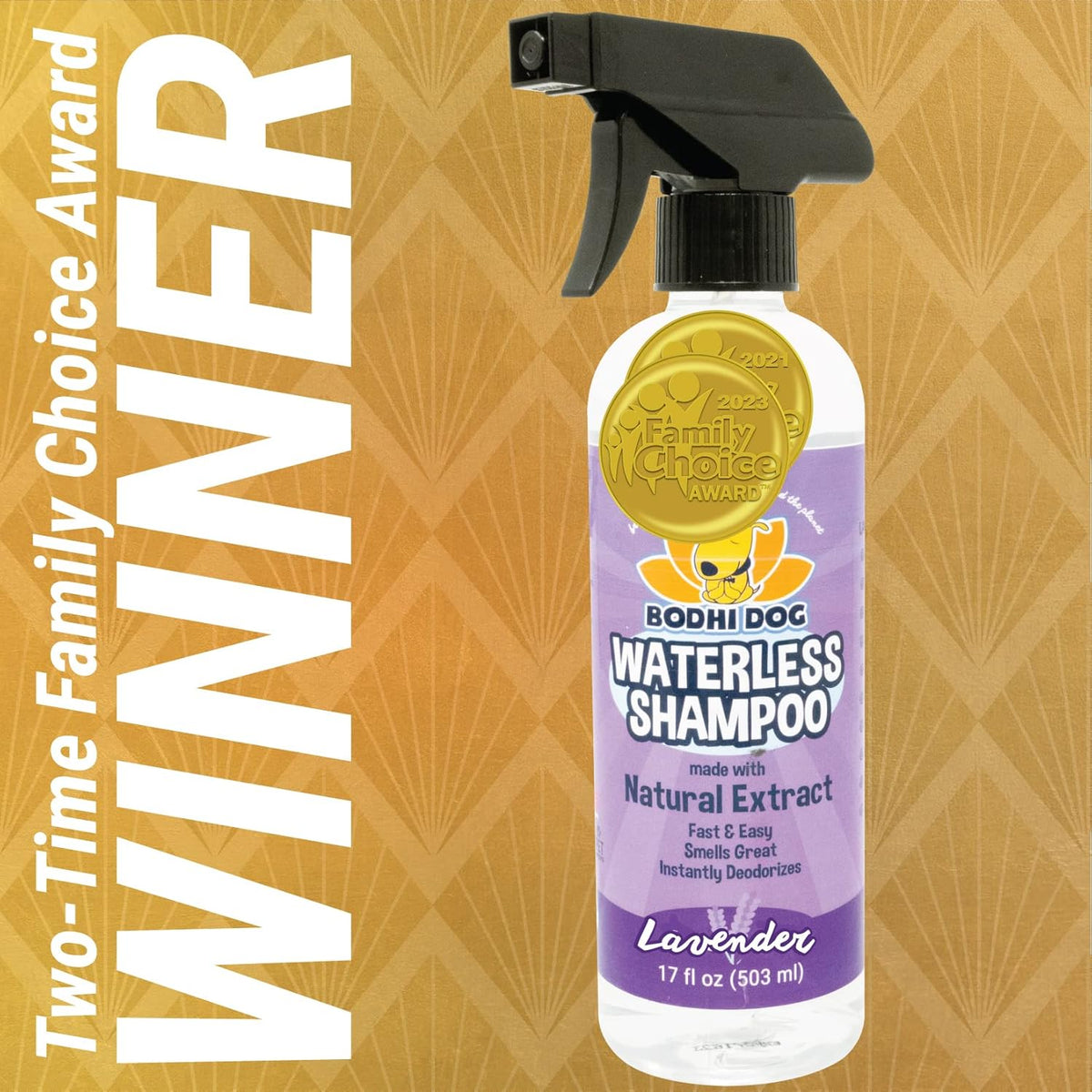 Bodhi Dog Waterless Shampoo - Natural Dry Shampoo for Dogs & Cats - Neutralizes Pet Odor - No Rinse Required - Made of Natural Extracts - Safe for Sensitive Skin - Made in USA - Lavender (17 Fl Oz)
