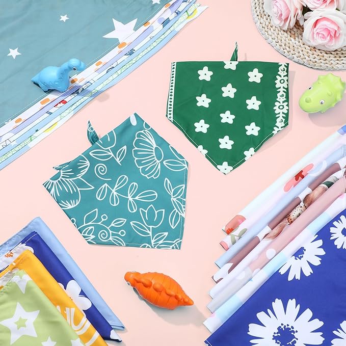 150 Pcs Dog Bandanas Bulk Pet Bibs Colorful Triangle Scarf Pet Bandanas for Medium Large Dogs Spring Summer Birthday Costume Decoration (Boho)