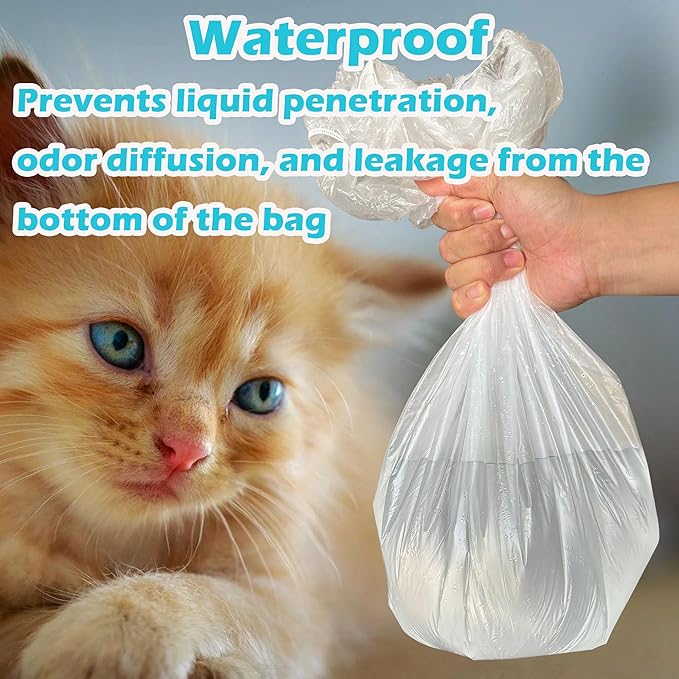 50 Pack Litter Box Liners Compatible with Lifewit Litter Box Cat, Elastic Band Trash Bags for Disposal of Cat Waste, Waterproof and Leak Proof (Clear)
