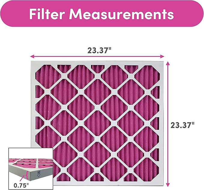 Colorfil 24x24x1 Air Filter (2-Pack) | Made in the USA | Color Changing | Remove Cat and Dog Odor | MERV 8 for Pet Hair Dander and Dust | 23.5"x23.5"x0.75" Exact Size