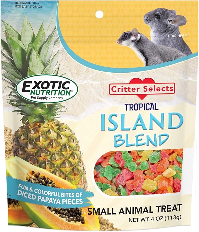 Island Blend Treat (3 lb.) - Healthy Natural Dried Diced Fruit Treat - Pineapple & Papaya - Sugar Gliders, Rats, Chinchillas, Ferrets, Parrots, Hamsters, Squirrels, Hedgehogs, Guinea Pigs & Small Pets