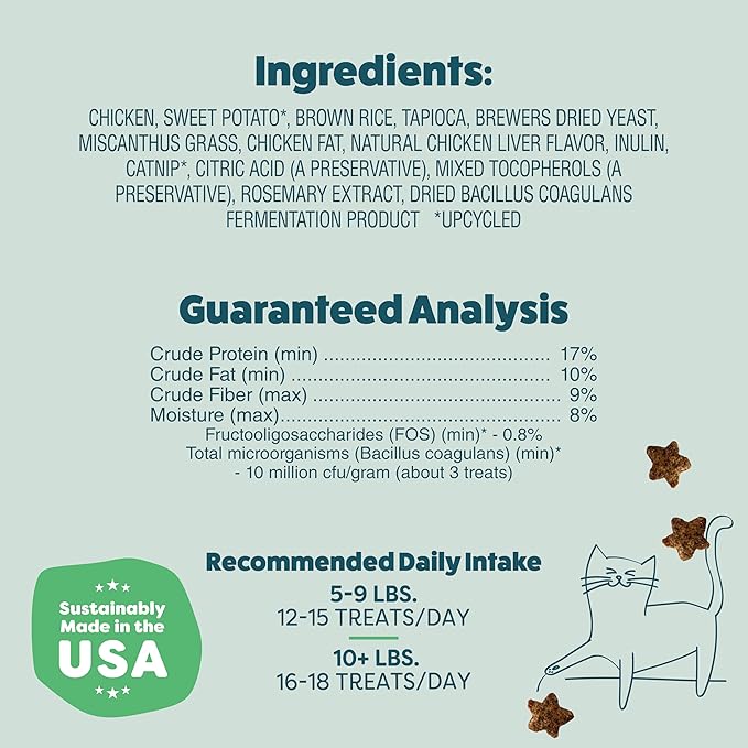 Shameless Pets Crunchy Cat Treats - Catnip Treats for Cats with Digestive Support, Natural Ingredients Kitten Treats with Real Chicken, Healthy Flavored Feline Snacks - Catnip N Chill, 3-Pk
