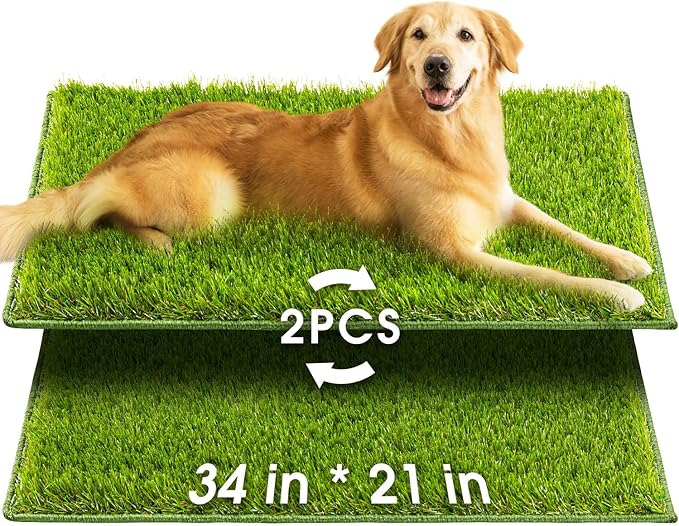 Hompet Artificial Grass for Dogs, 34"x21", Professional Dog Grass Mat, Easy to Clean with Drainage Holes, Potty Training Pad and Replacement Fake Grass Turf, Outdoor Rug Patio Lawn Decoration