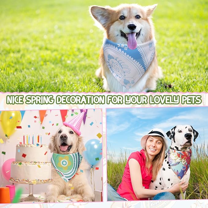 100 Pcs Dog Bandanas Bulk Pet Bibs Colorful Triangle Scarf Pet Bandanas for Medium Large Dogs Spring Summer Birthday Costume Decoration (Paisley)