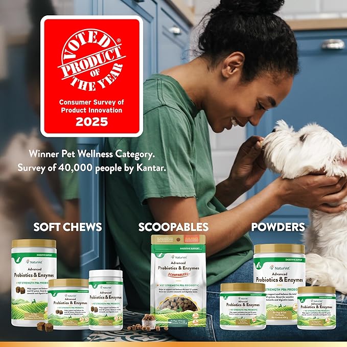 NaturVet – Advanced Probiotics & Enzymes - Plus Vet Strength PB6 Probiotic | Supports and Balances Pets with Sensitive Stomachs & Digestive Issues | for Dogs & Cats (4 oz)