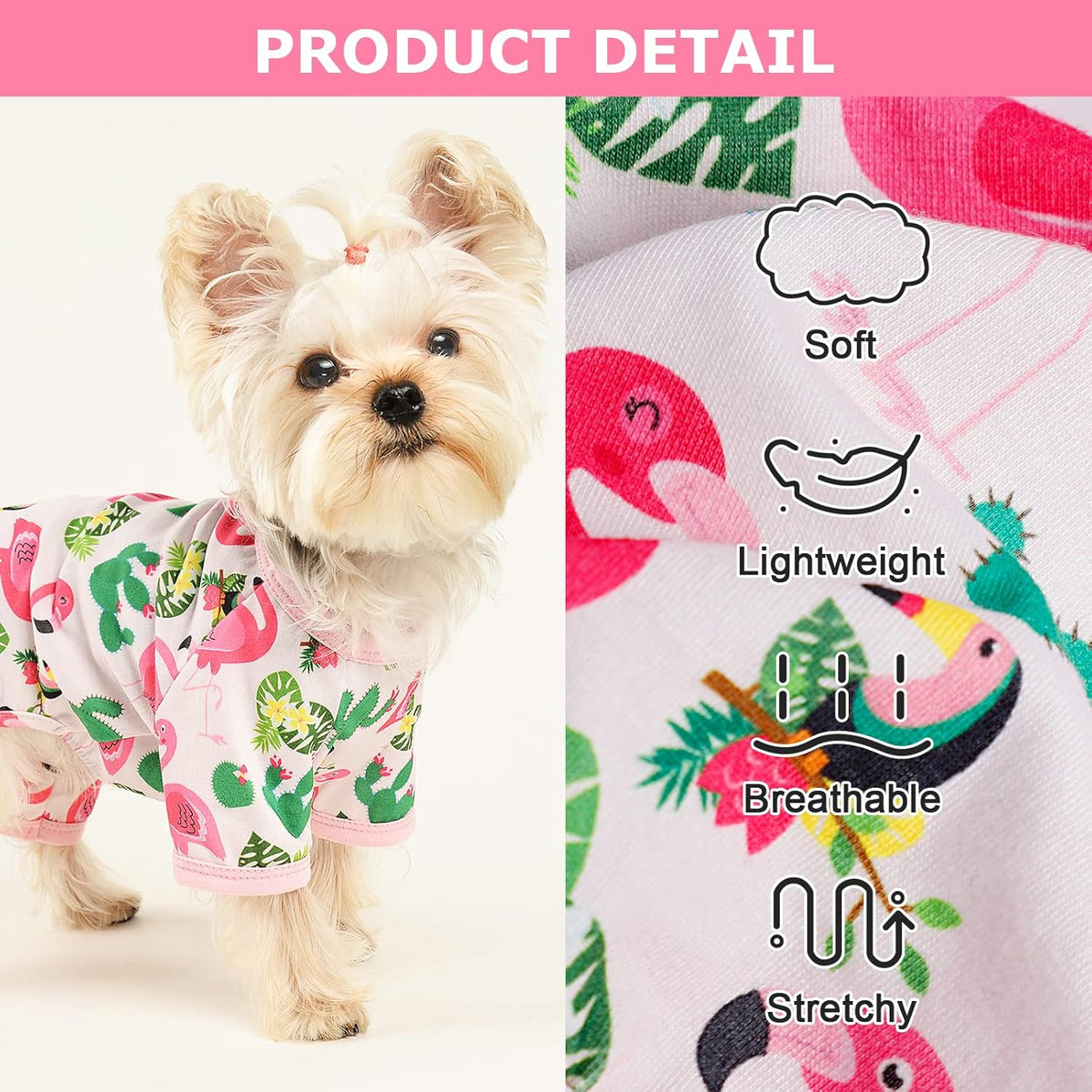Dog Pajamas Pjs Summer Girl Dog Clothes for Small Dogs Girl - Boy - Medium Size Dogs, Soft Cute Puppy Clothes Fall Dog Onesies Cat Pet Jammies Outfit for Chihuahua Yorkie(Pink, Small)