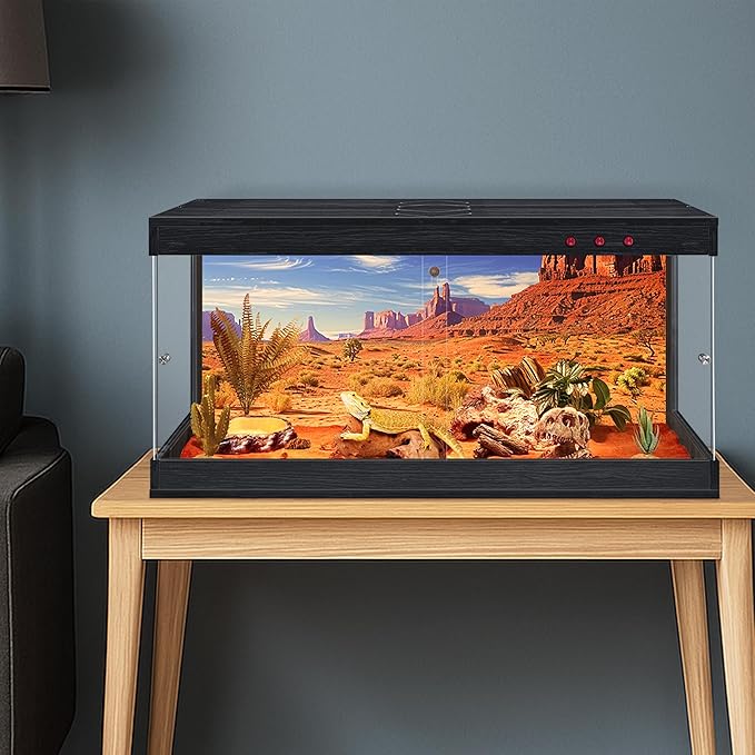 Royxen Tempered Glass Reptile Enclosure (Black, 61Gallons,40" Length)