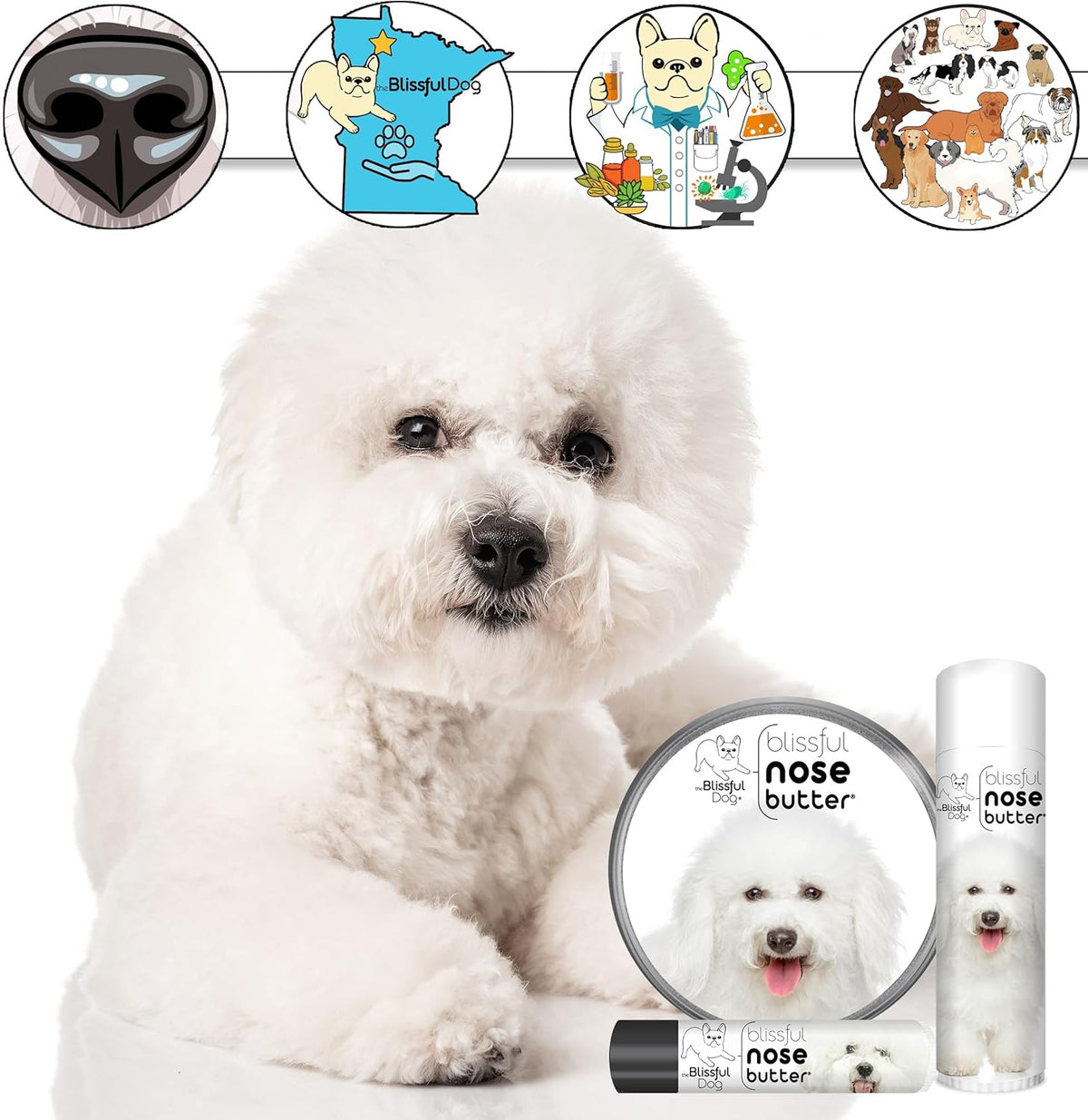 The Blissful Dog Bichon Frise Unscented Nose Butter, 4-Ounce