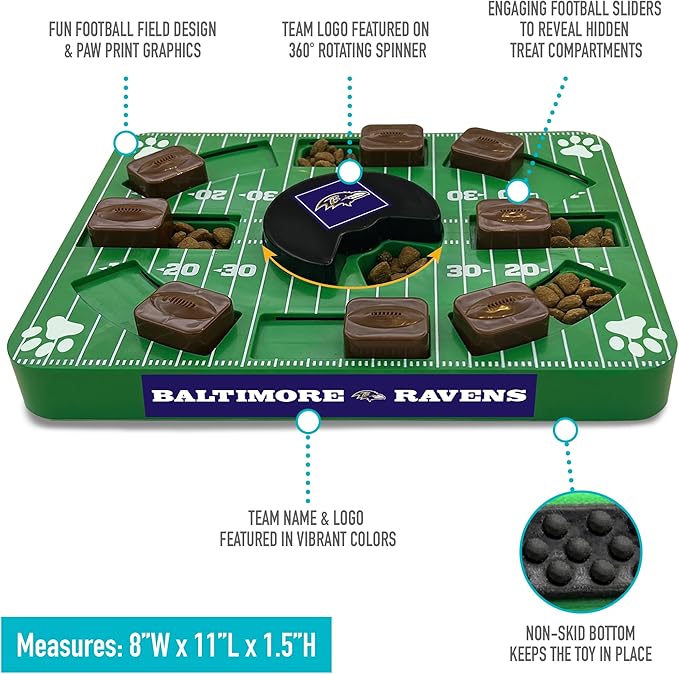 Pets First NFL Baltimore Ravens Puzzle Toy, Interactive Dog Puzzle Treat Toy