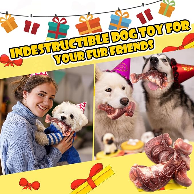 Dog Chew Toys for Aggressive Chewers: 2 Pack Indestructible &ToughToys for Aggressive Chewers-Dog Bones Nylon Toys for Small, Medium, Large Breeds-Super Chewer Toys to Keep Them Busy