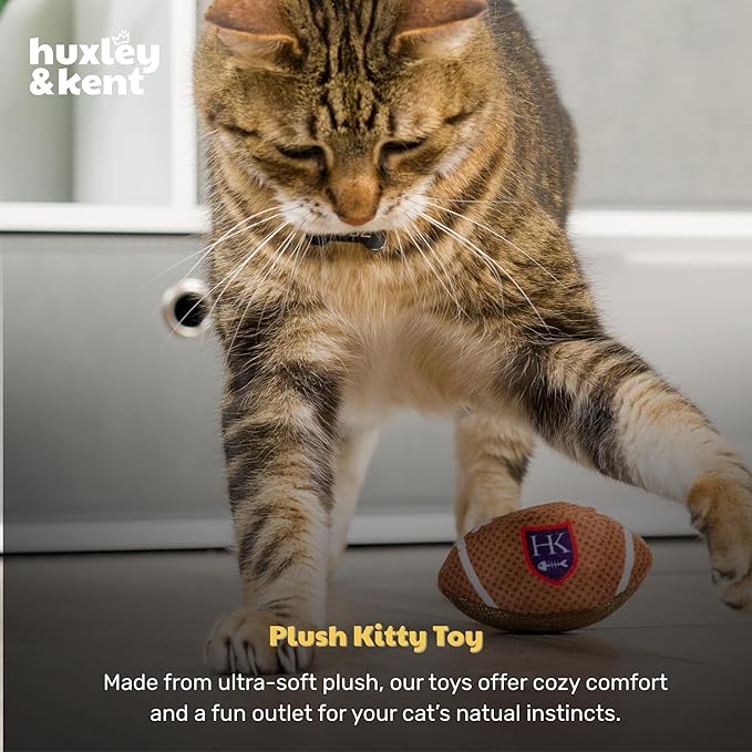 Huxley & Kent Plush Cat Toy - Interactive Catnip Toy for Cats & Kittens - Soft with Crinkle & Catnip - Fun Indoor Play - HK Football