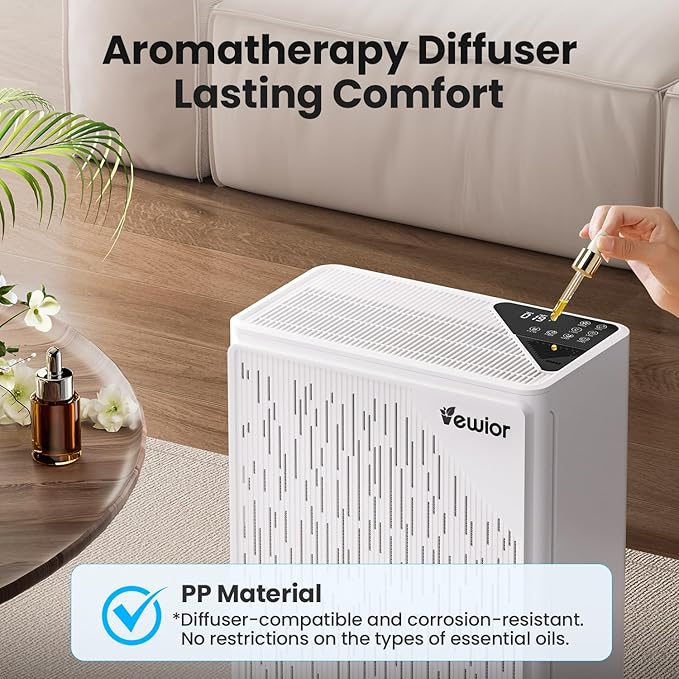 Air Purifiers for Home Large Room up to 2535ft², VEWIOR H13 True HEPA Air Cleaner for Bedroom with PM2.5 Display Air Quality Sensor, Fragrance Diffuser, Air Filter for Wildfire Smoke Pet Hair Dust