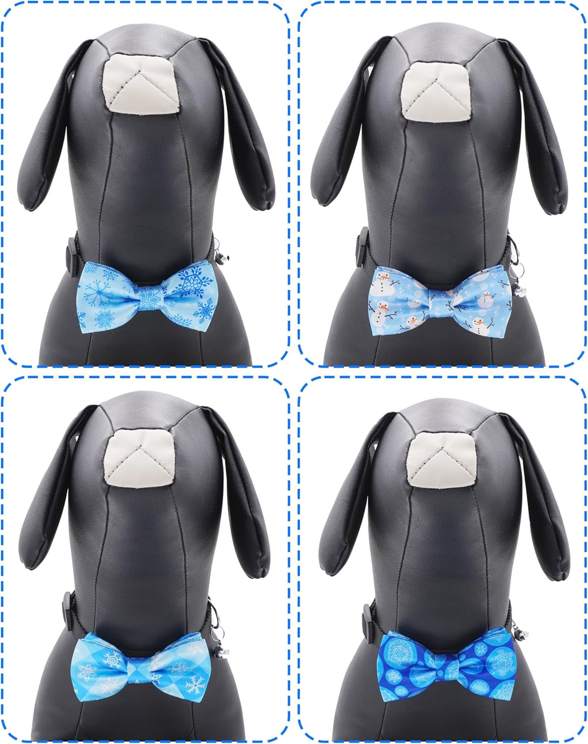 PET SHOW 10 Pack Winter Small Dog Bow Ties Sliding Collar Attachments Puppy Cats Snowflake Bowties for Medium Dogs Snowman Bowknots Holiday Party Pet Grooming Accessories(Small)