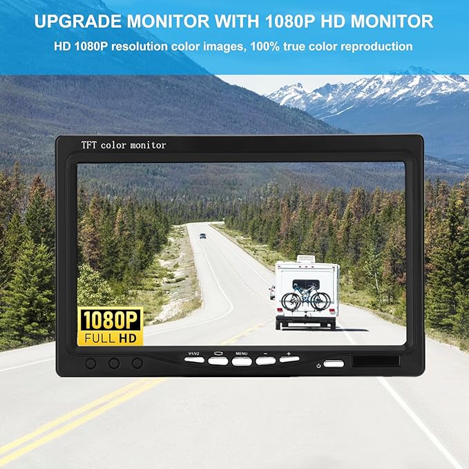 Kairiyard Backup Camera, 7 Inch HD 1080P Reverse Rear View Camera 150° Wide Angle Wired Back up Camera System for Truck Car Trailer Camper Tractor