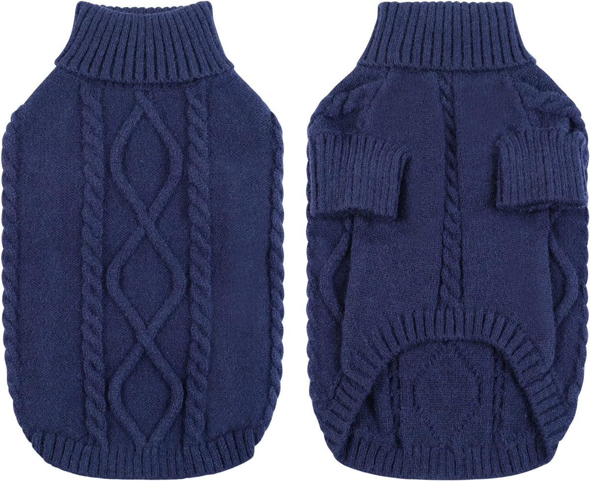 Queenmore Dog Sweater for Large Size Pet,Pitbull Dog Sweater,XXL Doggy Sweater for Labrador Retriever,Cold Weather Warm Knitted Pet Sweatershirt for Boy Girl Dogs (Dark Navy,2XL)