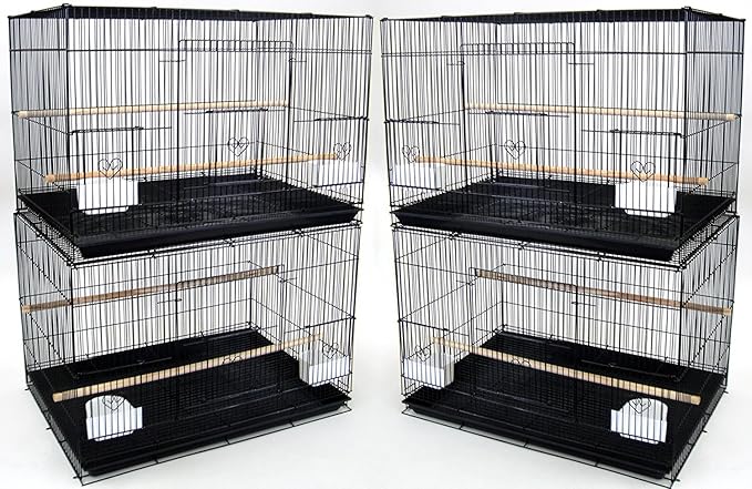 Lot of Breeding Bird Flight Cages for Canary Parakeet Aviaries Budgies Lovebird Finch (Large 30" Black)