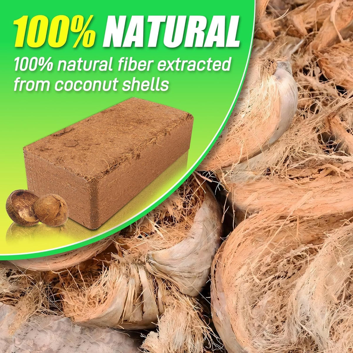 Coco Coir Bricks (16-Pack, Eco-Friendly) -100% Natural Compressed Coco Peat Brick Coconut Fiber Substrate, Plant Soil Enhance Root Growth forVegetable Seed, Herbs, Flowers, House Plants