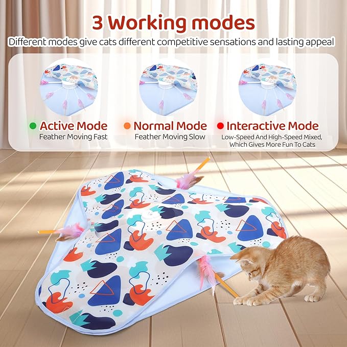 Interactive Cat Toys, Hide-and-Seek Automatic Cat Toy, Rechargeable Three-in-One Suitable for Kitten Toys to Interact and Play Automatically, with A Bird-Shaped Cat Toys for Indoor Cats