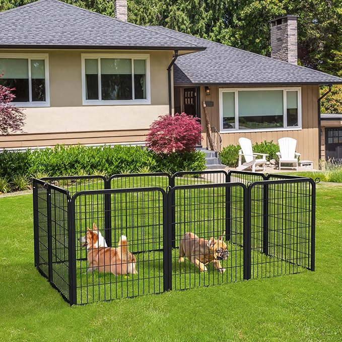 Yaheetech Dog Playpen Outdoor, 32 inch 4 Panels Dog Pen Indoor Heavy Duty Puppy Exercise Pen Metal Pet Fence for RV Camping/Yard/Garden