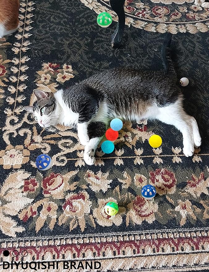 40-Piece Cat Toy Variety Pack for Indoor Cats and Kittens, Bouncy Paws (1.5'' - 2.2'', Cat Toys Deluxe Pack)