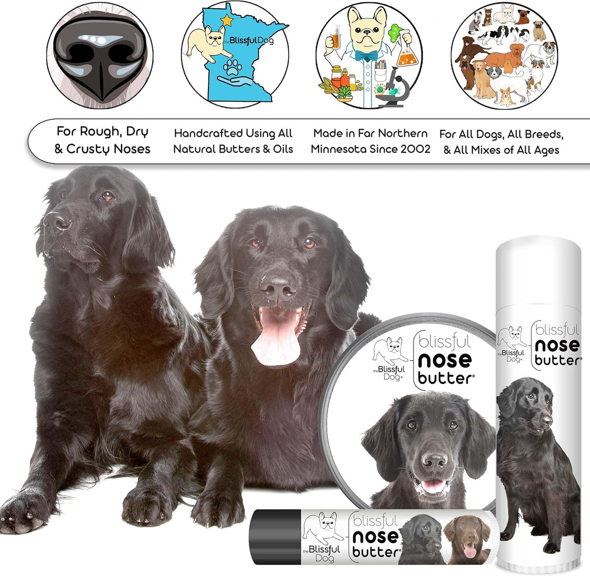 The Blissful Dog Flat-Coat Retriever Unscented Nose Butter - Dog Nose Butter, 8 Ounce