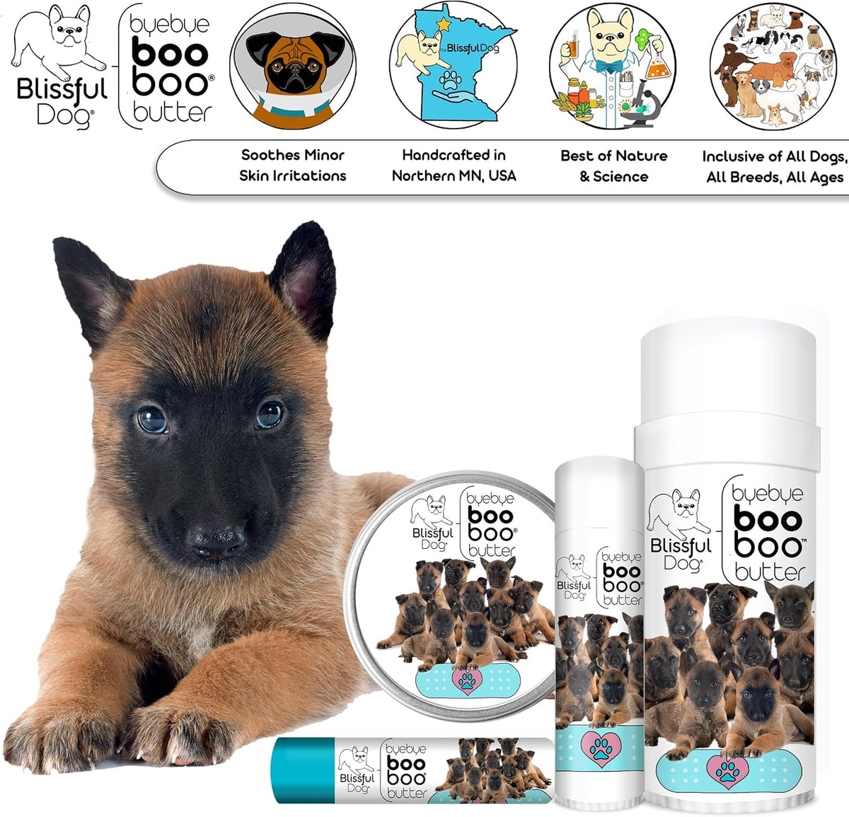 The Blissful Dog 4 oz TIN Belgian Malinois Booboo Butter