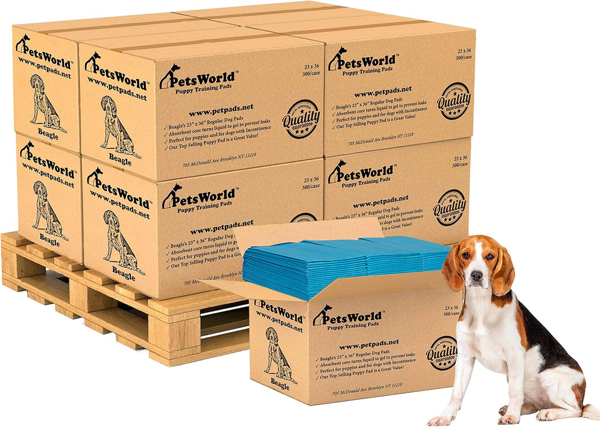 PETSWORLD Puppy Pads, 23x36 Inch, 2400 Count - Puppy Pee Pads for Dogs, Tear Resistant, Economy Value, Super-Absorbent Polymer Gel Core, Perfect for Puppies, Smaller Dogs