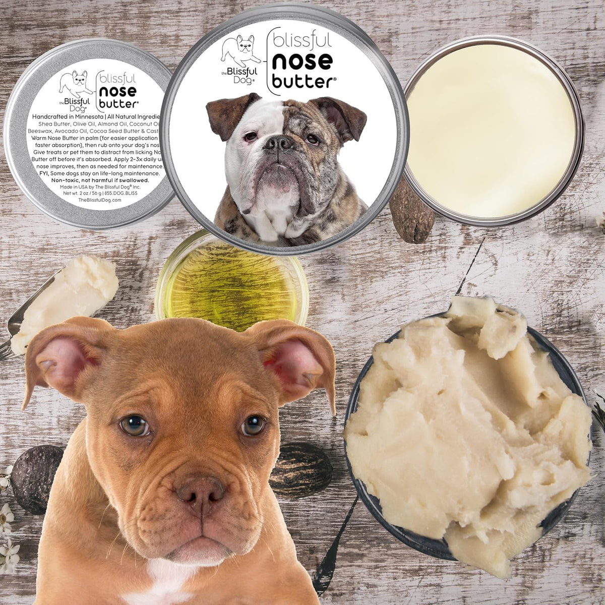 The Blissful Dog Olde English Bulldogge Unscented Nose Butter - Dog Nose Butter, 1 Ounce