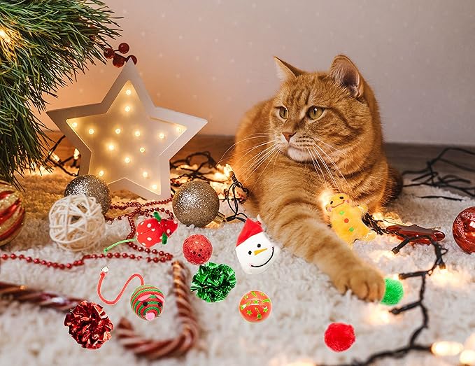 Fashion's Talk Holiday Festive Red Variety Pack Gift Box Cat Toy with Catnip, Box 20 Count