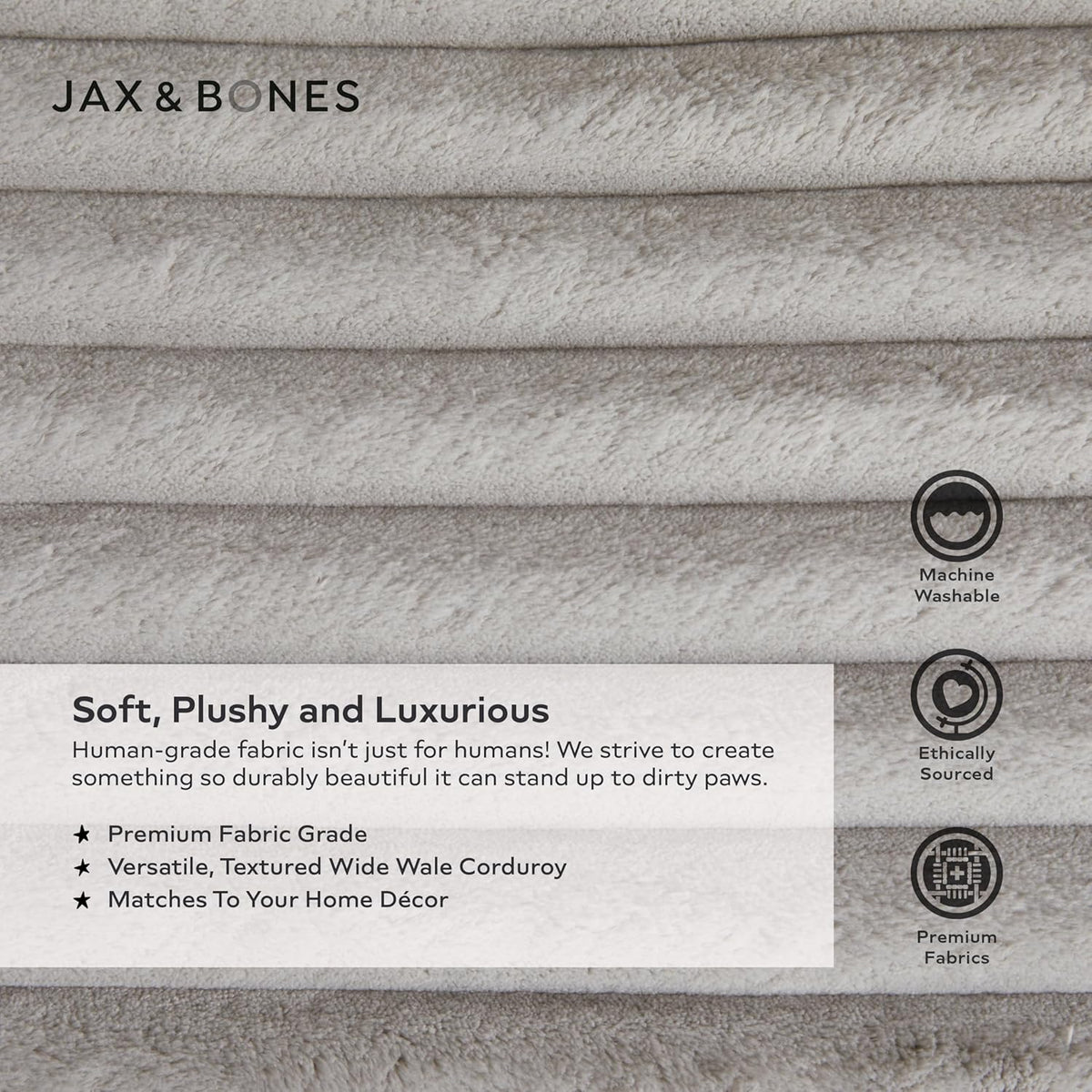 Jax & Bones Dog Napper - Luna Grey Machine Washable Bed for Dogs - Extra Heavy Duty Bolstered Sides - Small Grey Dog Mat | 24 x 21 Inches