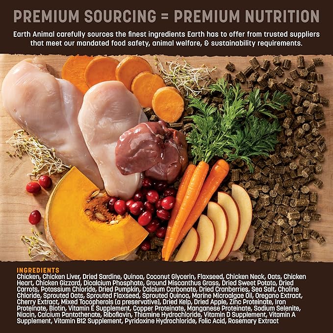 Earth Animal Wisdom Air Dried Dog Food - Chicken Recipe Premium Natural Dry Dog Food for All Breeds & Ages - 2 Lbs Bag