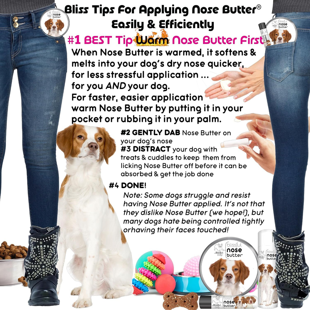 The Blissful Dog Brittany Spaniel Nose Butter for Dry, Cracked Skin, Lick-Safe Dog Nose Balm with Moisturizing Shea Butter, Almond, Olive, and Essential Oils, Pet Supplies, Uncented, 0.50 oz.