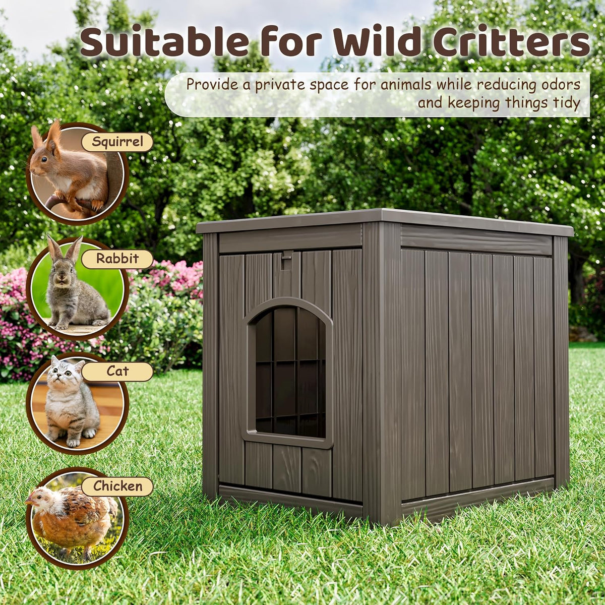 Outdoor & Indoor Dog House for Weatherproof and Stylish Furniture, Insulated Dog House Outdoor, Multi - Use for Small and Medium Dogs (Grey, 22.8" L × 17.7" W × 21.7" H)