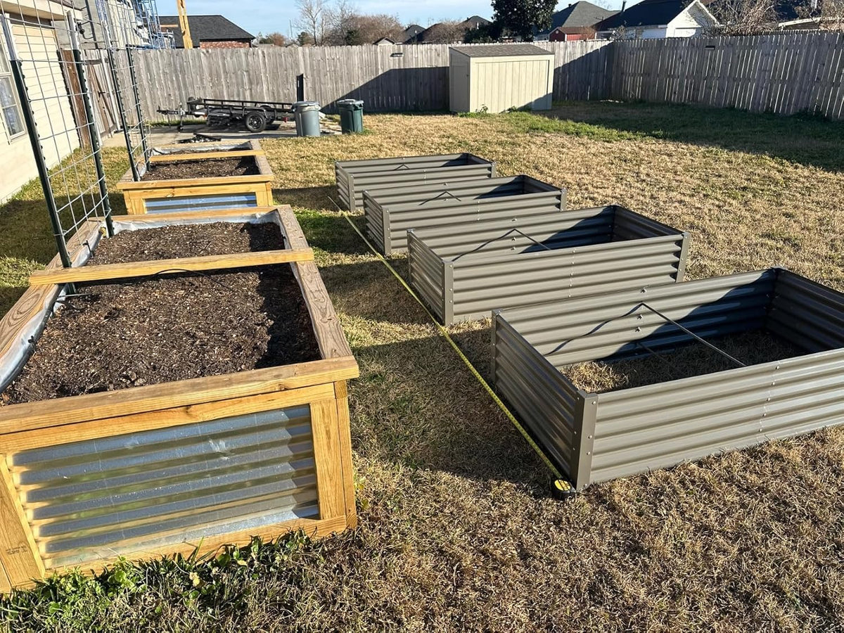 A ANLEOLIFE 6X3X1.5 ft Galvanized Raised Garden Beds Outdoor, Rectangular Metal Planter Box for Planting Vegetables Flowers Herb, Anti-Rust & Easy-Setup, Quartz Grey